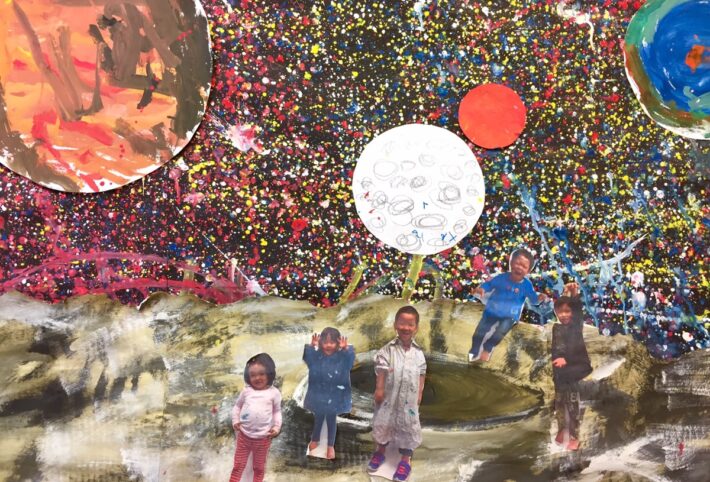 こどものアート お絵かきワークショップクラスで「宇宙」をつくる！大阪のモネットスクール