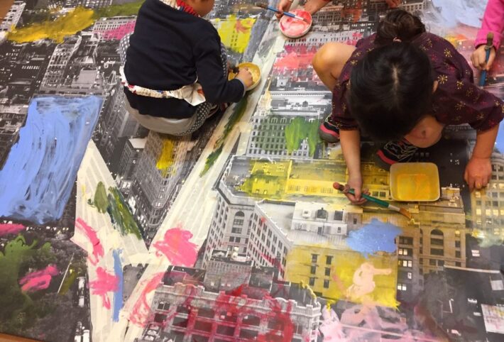 アートな街並みにペイント！モネットスクール大阪/子ども幼児 「立体・造形・絵画教室」