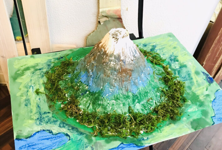 【富士山をつくりました！】紙粘土や苔を使った子供でも簡単ジオラマ立体工作