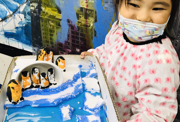 南極の流氷やペンギンをつくりました！子供のジオラマ工作