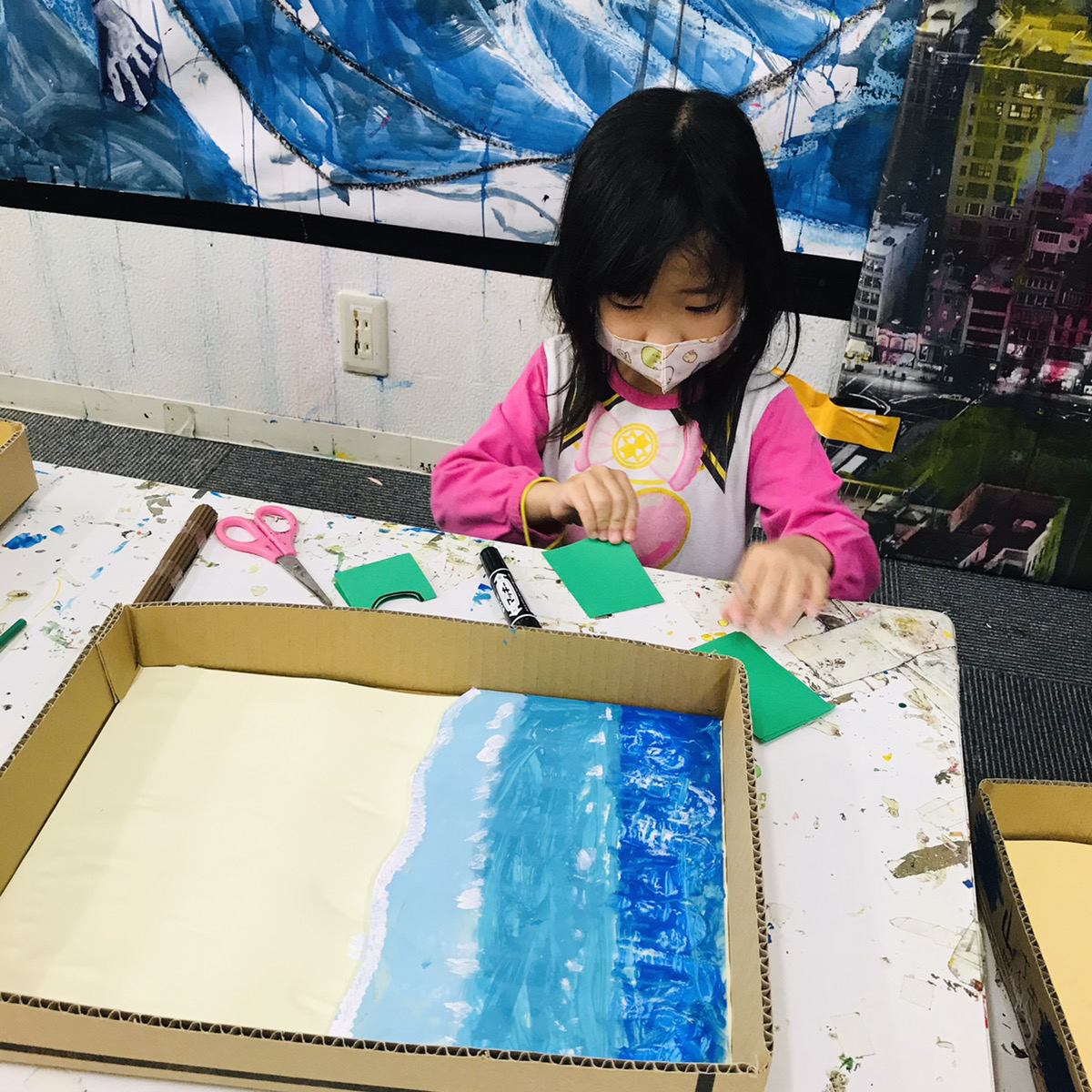 ハワイの海や砂浜を作りました 子供でも簡単ジオラマ工作 大阪のアートスクールモネスク