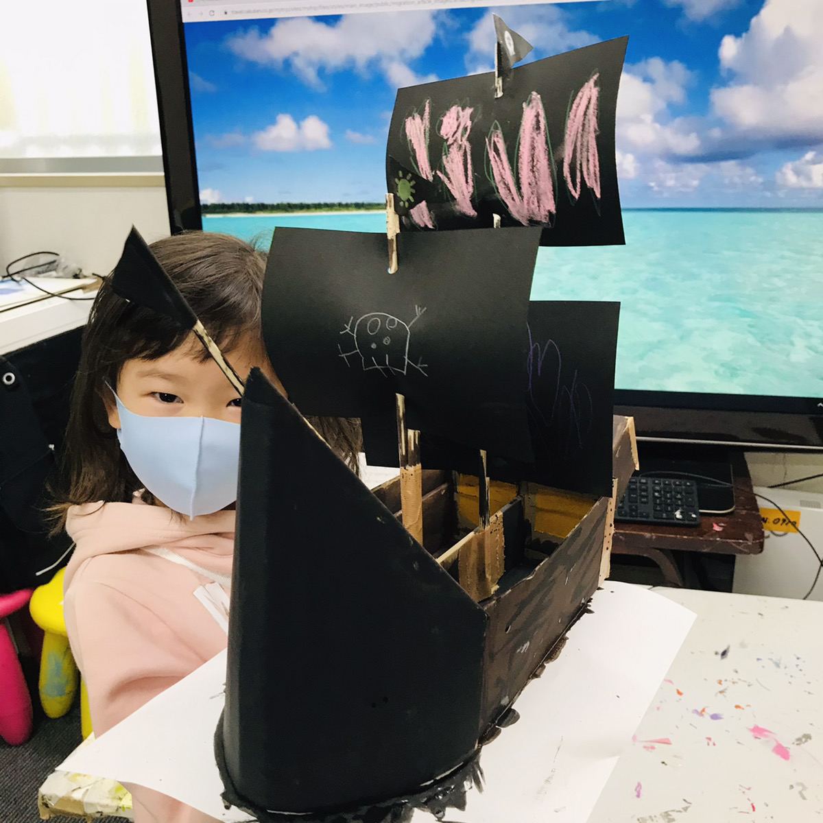 海賊船の工作】を親子で体験いただきました！ | 大阪の絵画教室・お