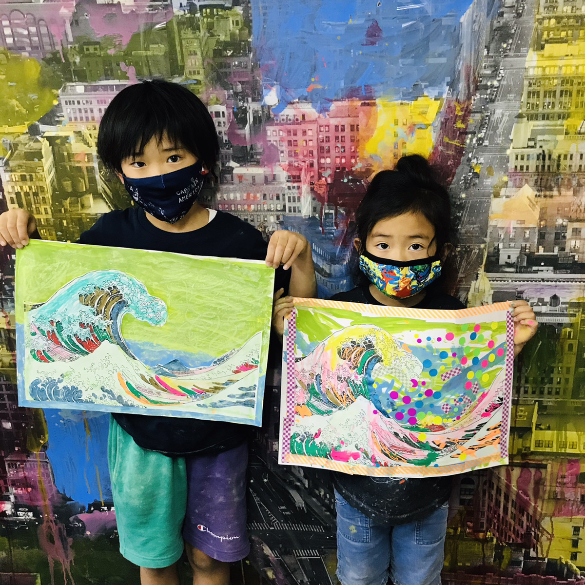 子供たちが新たに生み出す「北斎の波」浮世絵を現代アートに！ | 大阪の子供向け絵画教室「モネスク」