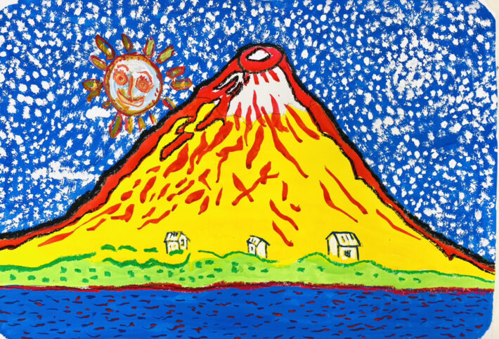 新年の縁起アート「草間彌生さんの七色の富士山を描きました！」