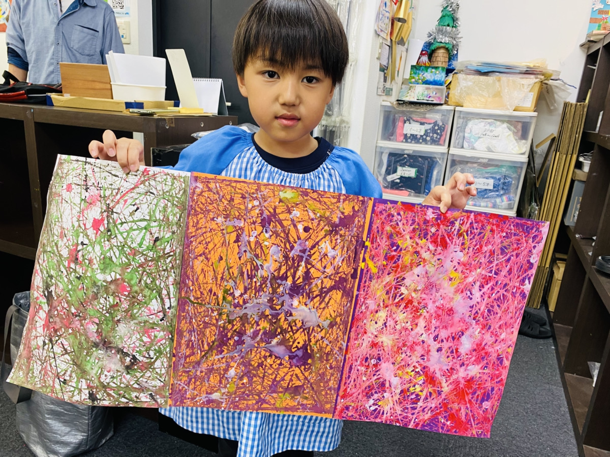 親子で体験「アクションペインティング」子供でも簡単！ジャクソン